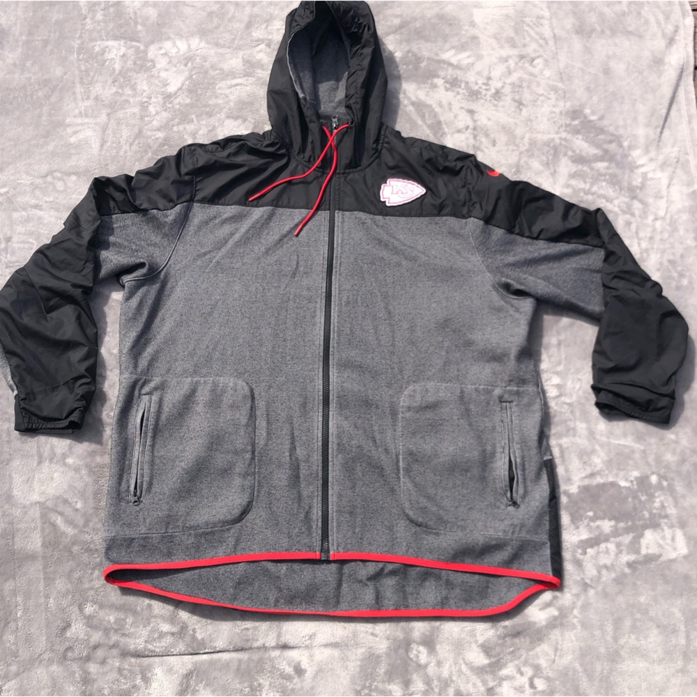 Nike Kansas City Chiefs Jacket Mens 3XL Gray Black Full Zip Logo Football Logo